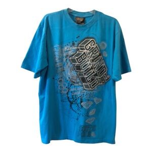 Southpole Shirt Men Blue L Spellout Grind To Build Glitter Graphic Tee Skater